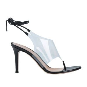 Gianvito Rossi Black and Clear PVC Ankle-Tie Stiletto Sandal US 7